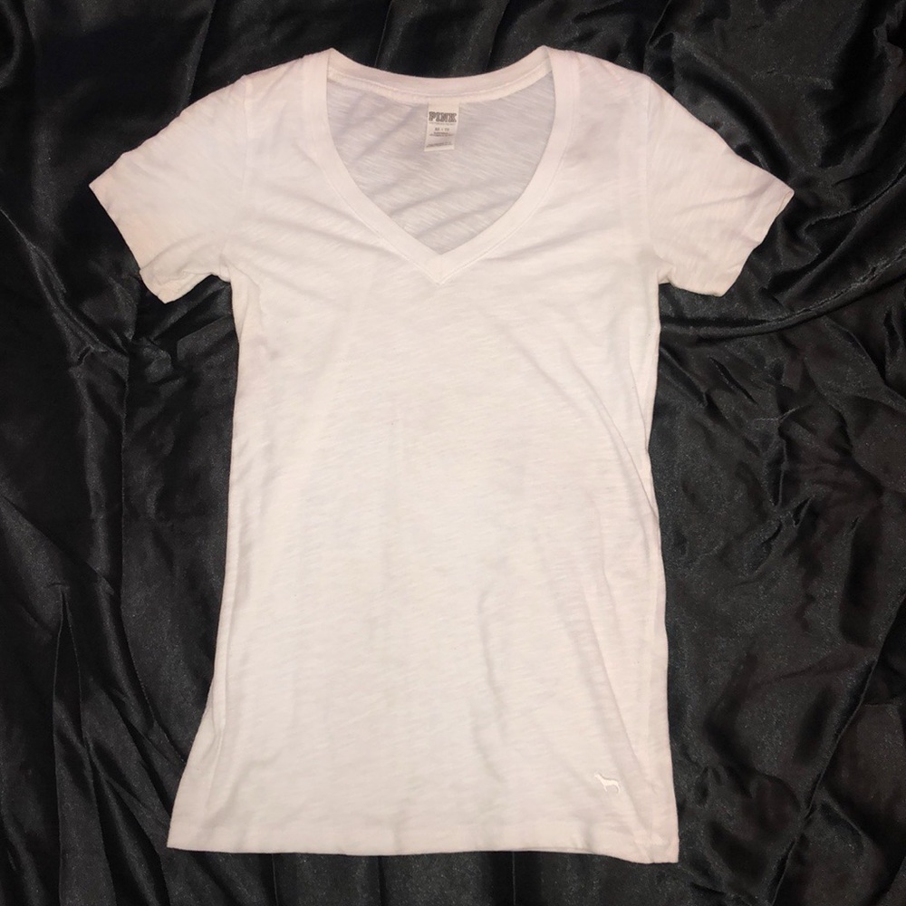 White v-neck shirt